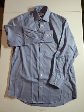 NWOT Charles Tyrwhitt 15.5/33 Blue Micro-Check Dress Shirt